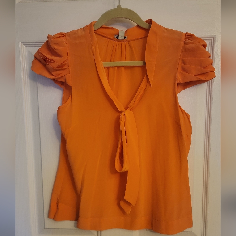 Peach cap sleeve blouse